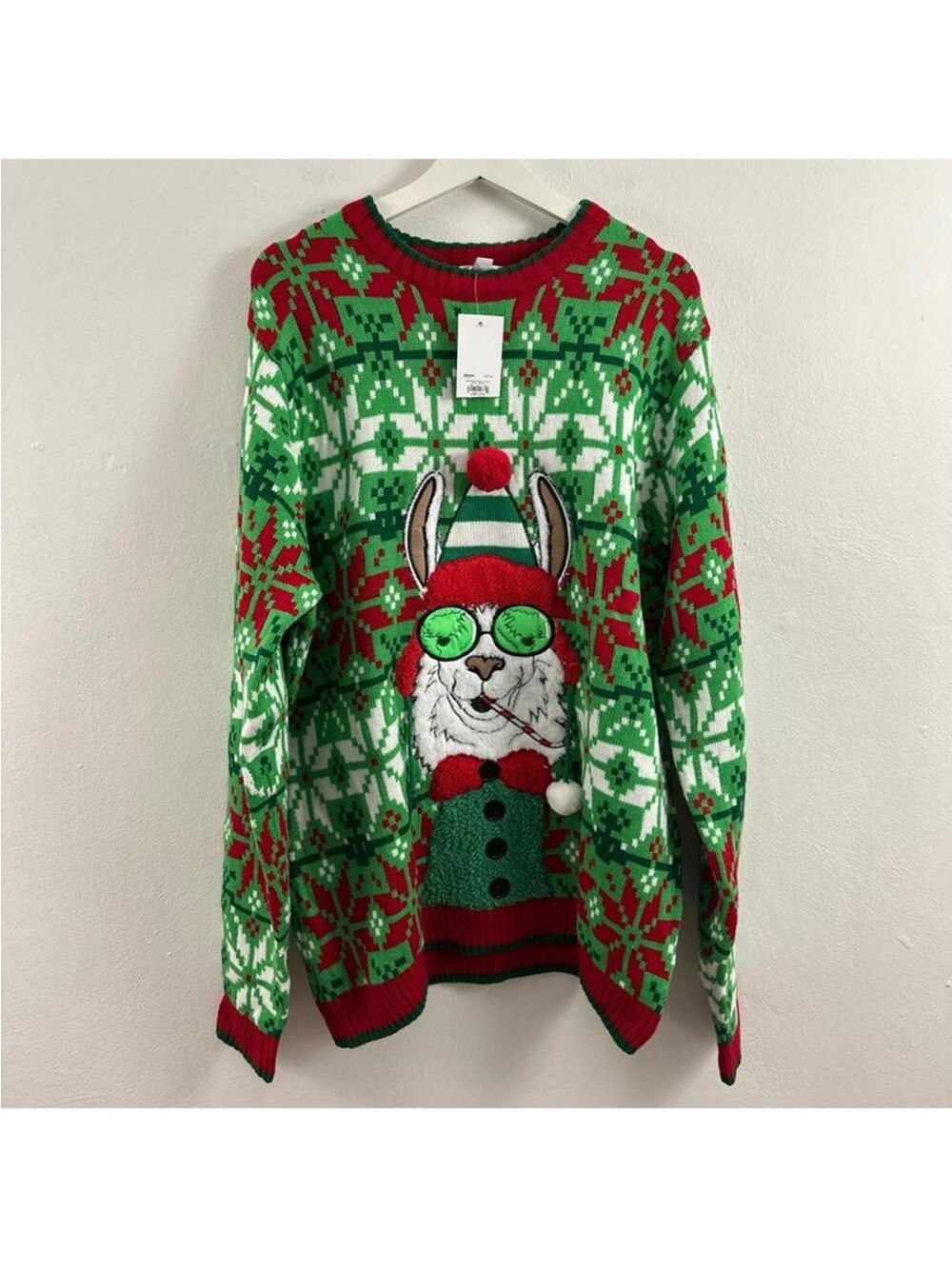 NEW Celebrate Together Men’s Llama Sunglass Ugly Sweater Size XXL